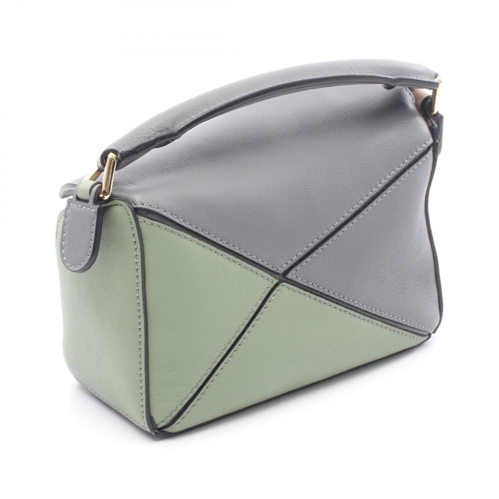 Loewe Puzzle Leather Beige Handbag Gray Bag Green - Picture 2 of 4
